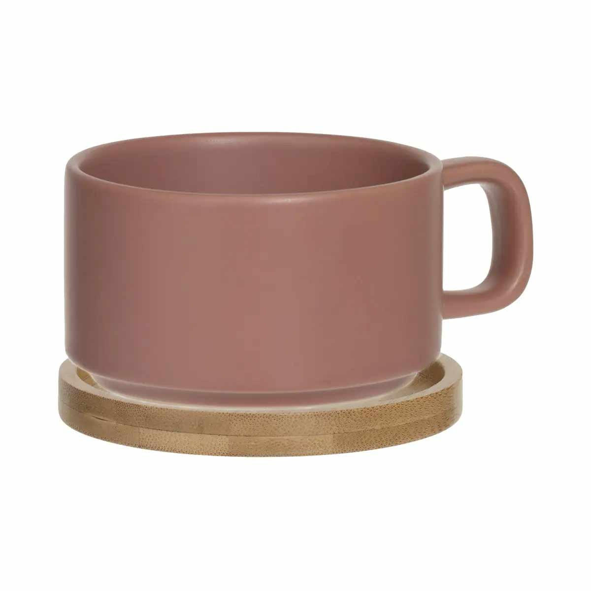 TEEKANNE mit Tasse Natural Terrakotta 400 ml 13,5/10/15 cm - Rosa, Keramik (10/13.5cm) - Secret de Gourmet