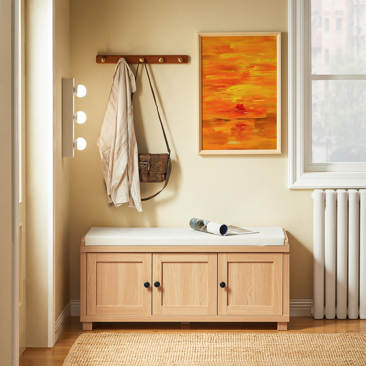 SCHUHBANK Natur - Naturfarben, Holzwerkstoff (104/47/35cm) - SoBuy