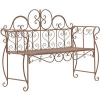 GARTENBANK 128/46 cm Metall Antik Braun - Braun, Metall (128/94/46cm) - CLP