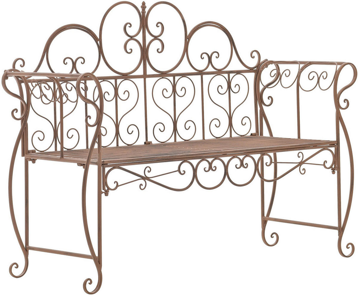 GARTENBANK 128/46 cm Metall Antik Braun - Braun, Metall (128/94/46cm) - CLP
