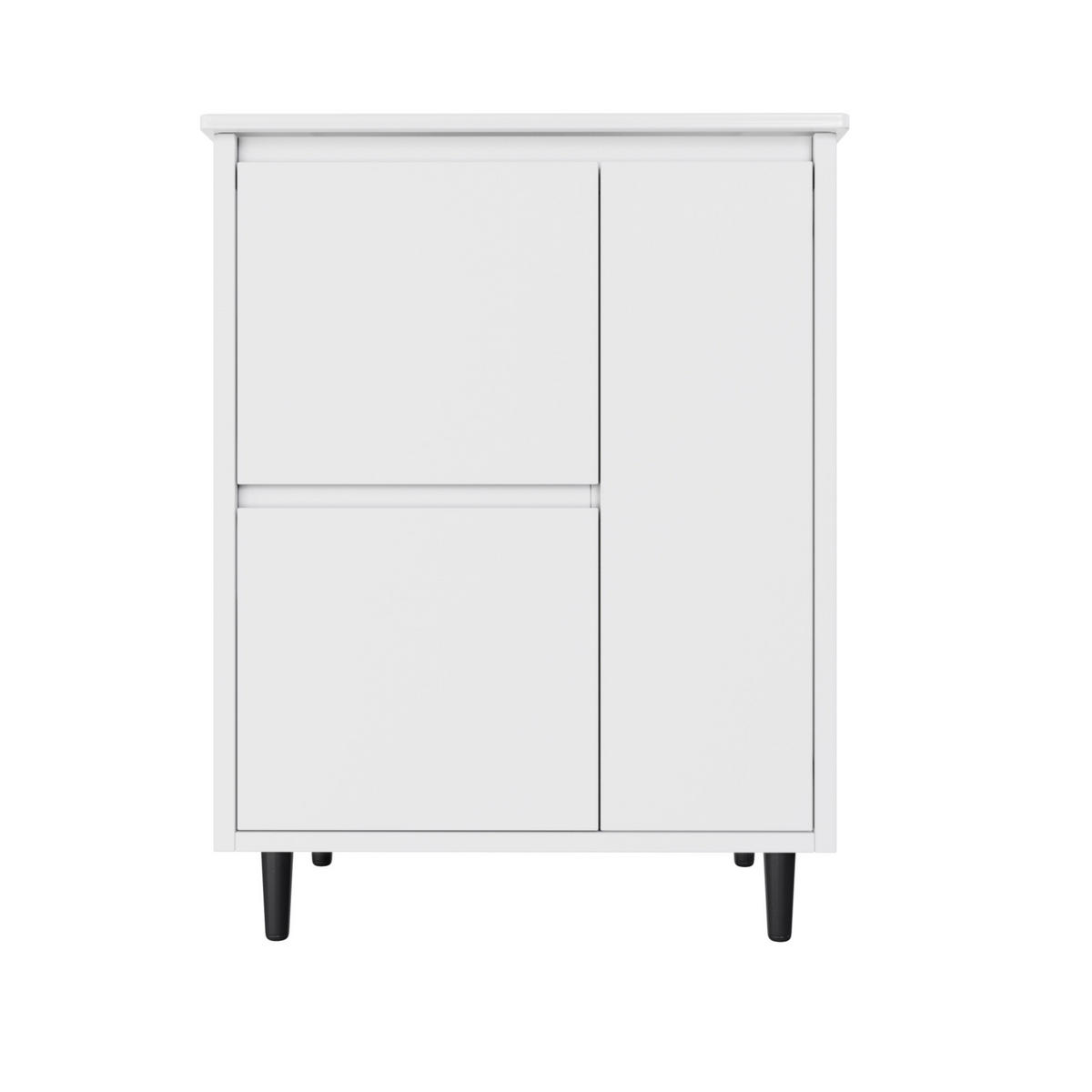 FREISTEHENDER Badezimmerwaschtisch aus MDF und Keramik 61x46,5x87 cm Weiß mit 2 Schubladen und Soft-Close - Weiß, Keramik (61/87/46.5cm) - Modfu