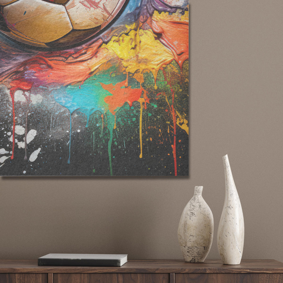 AKUSTIKBILD Fußball - Farbe - Farben - Schwarz - Weiß Wanddeko 60x90 cm - Weiß, Kunststoff (60/90/0.9cm) - MuchoWow