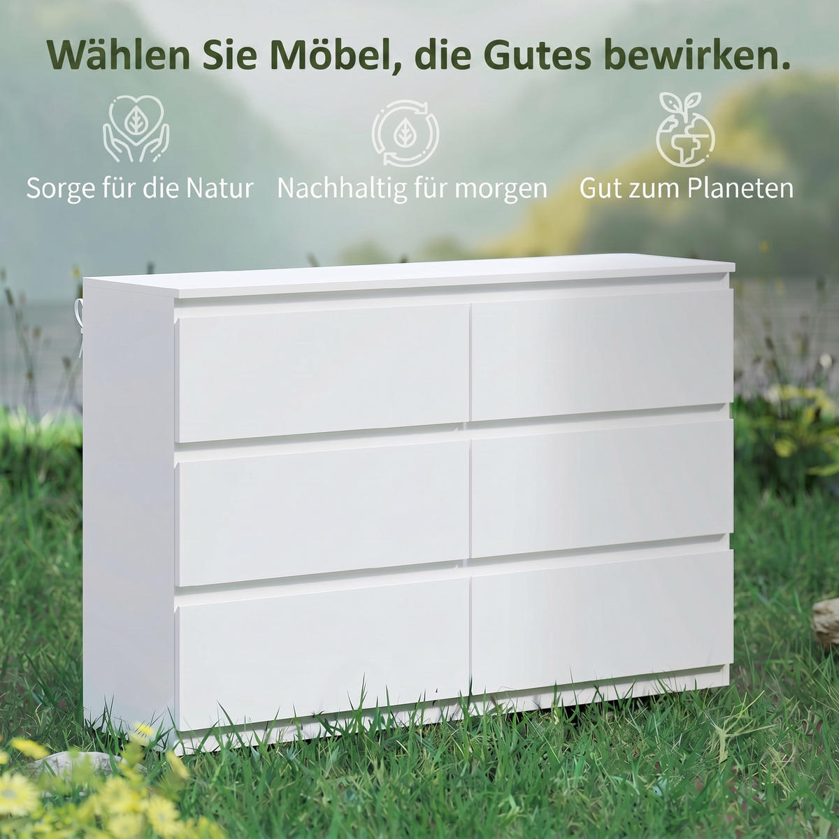 KOMMODE Spanplatte Weiß - Weiß, Holzwerkstoff/Kunststoff (34/75/112cm) - HOMCOM