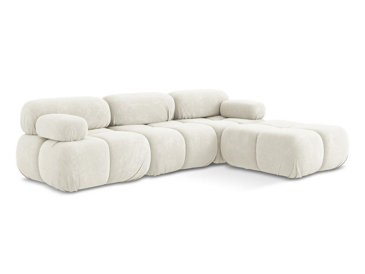 ECKSOFA Beidseitig Chenille Stoff Weiß - Pink/Schwarz, Kunststoff/Textil (285/191cm) - Makamii
