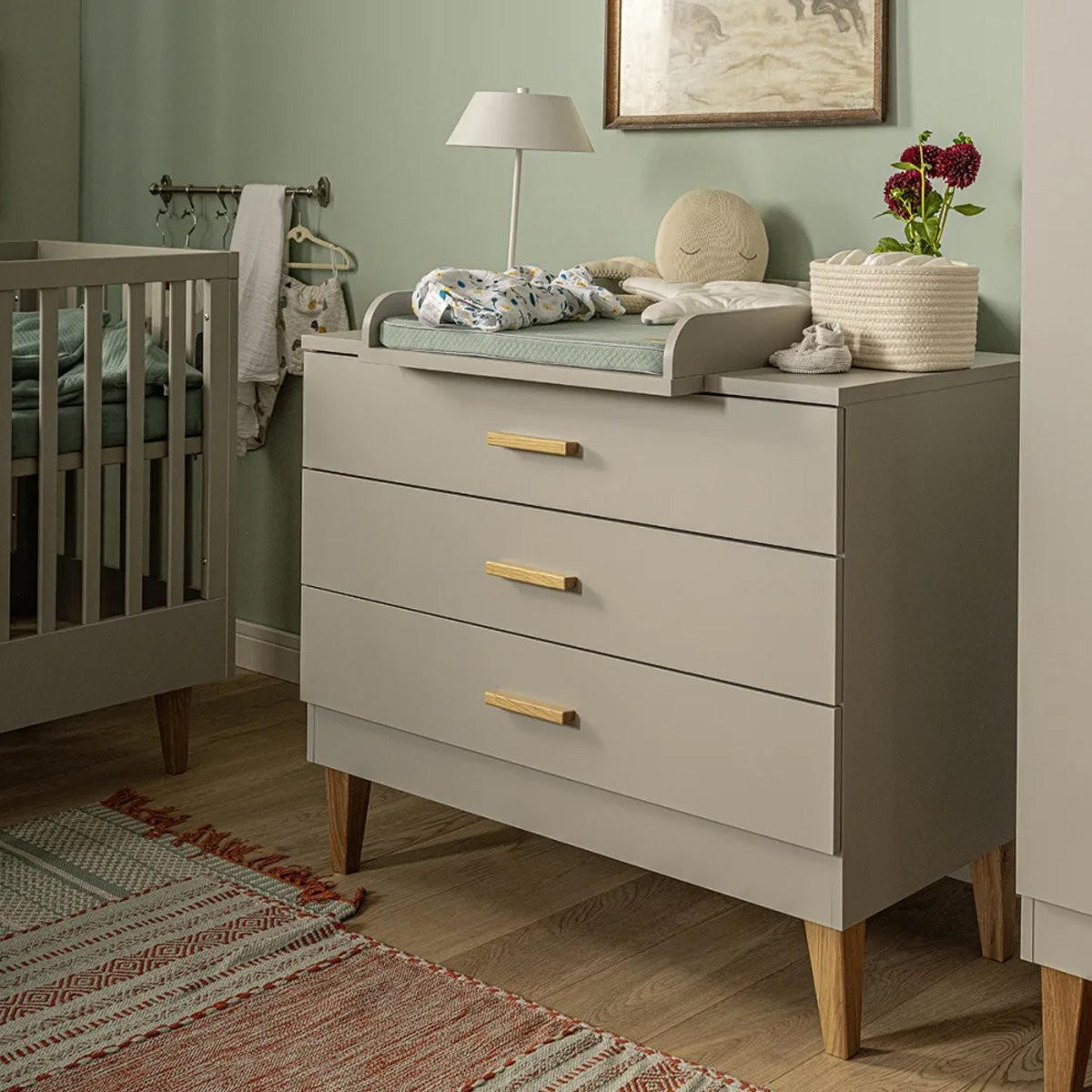 KOMMODE mit 3 Schubladen L100 x H86.5 cm - Lounge - Grau, Holzwerkstoff (55/86.5/100cm) - Calicosy