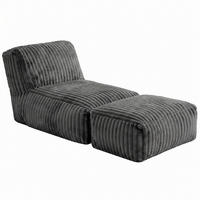 FÅTÖLJ MED PALL i manchester modulär och ergonomiskt stoppad - Mörkgrå, Textil (160/66/80cm) - Urban Meuble