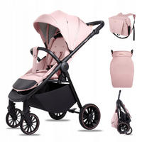 BUGGY Rombo, Klein und Leicht, Teleskopische Führung, Kompakt Faltbar, Wickeltasche, Reisetasche - Schwarz/Rosa, Textil/Metall (58/98cm) - BabyLux
