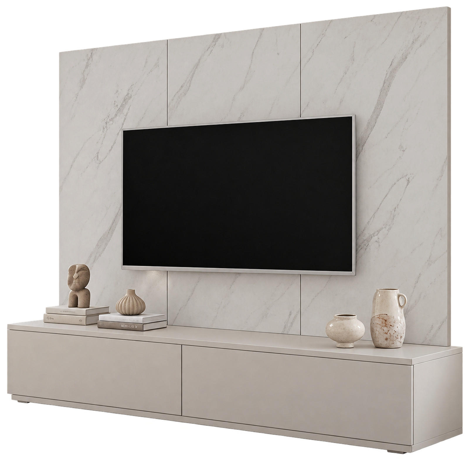 Inn.Furn Tv-Lowboard Kaschmir, Weiß 180x155x45 cm