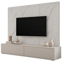 TV-LOWBOARD kaschmir, Marmor weiß 180 cm, TV Unterschrank Set mit Wandpaneel und Push-to-Open - Kaschmir/Weiß, Holzwerkstoff (180/155/45cm) - Inn.Furn