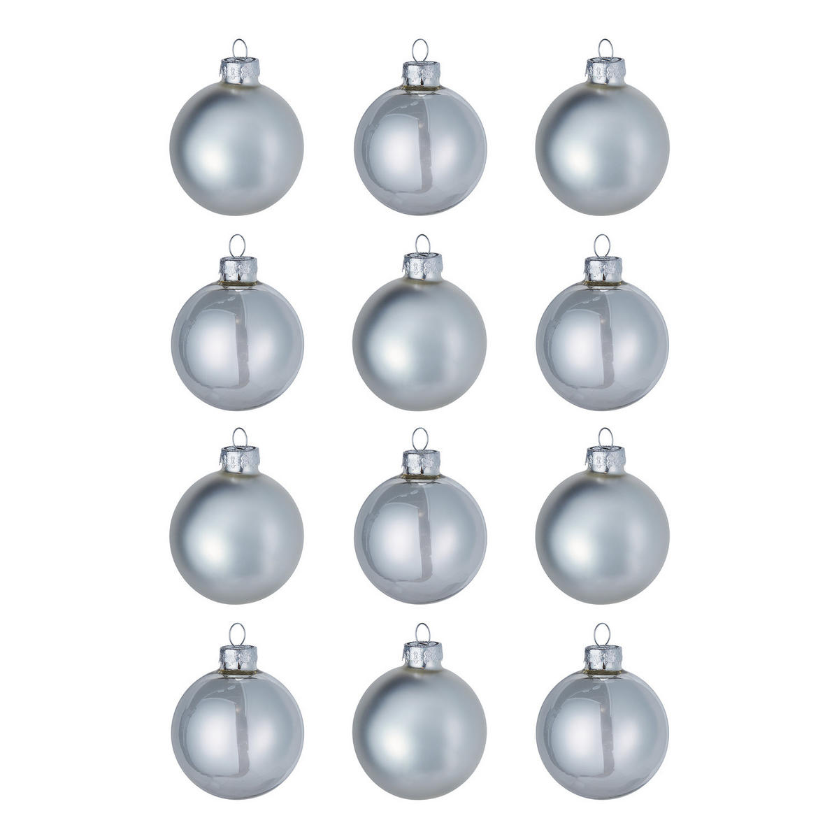CHRISTBAUMKUGEL (12er-Set) Hang On Kugel Ø6cm - Silberfarben, Glas (6/6/6cm) - Butlers