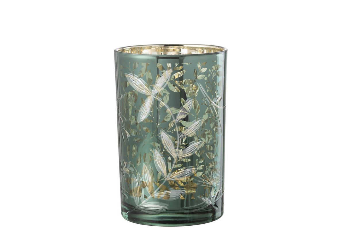 KERZENHALTER BLATTGLAS - Glas - Grün - L - Grün, Glas (12/18cm) - J-Line