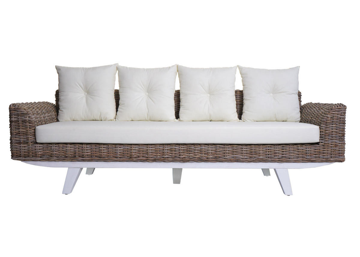 SOFA Cremeweiß - Weiß, Holz (209/85/78cm) - MCW