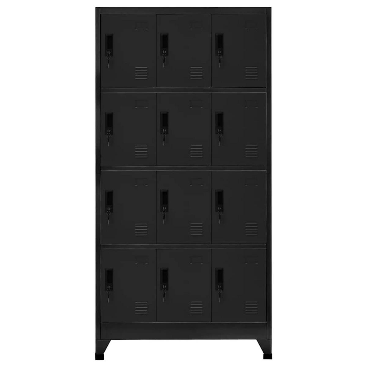 SCHLIESSFACHSCHRANK Schwarz 90/45/180 Cm Stahl - Schwarz, Metall (45/180/90cm) - vidaXL