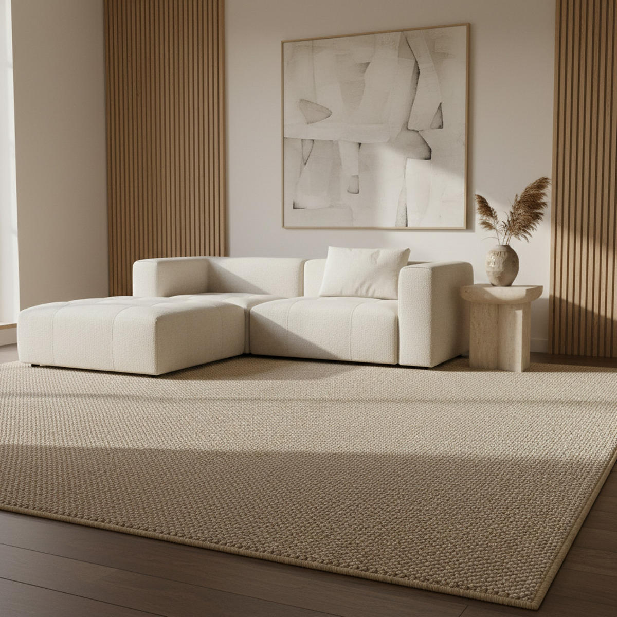 TEPPICH Kurzflor Flachgewebe Uni-Design Polypropylen Wohnzimmer Beige Rechteckig 140x200 - Beige, Textil (140/200cm) - KADIMA DESIGN