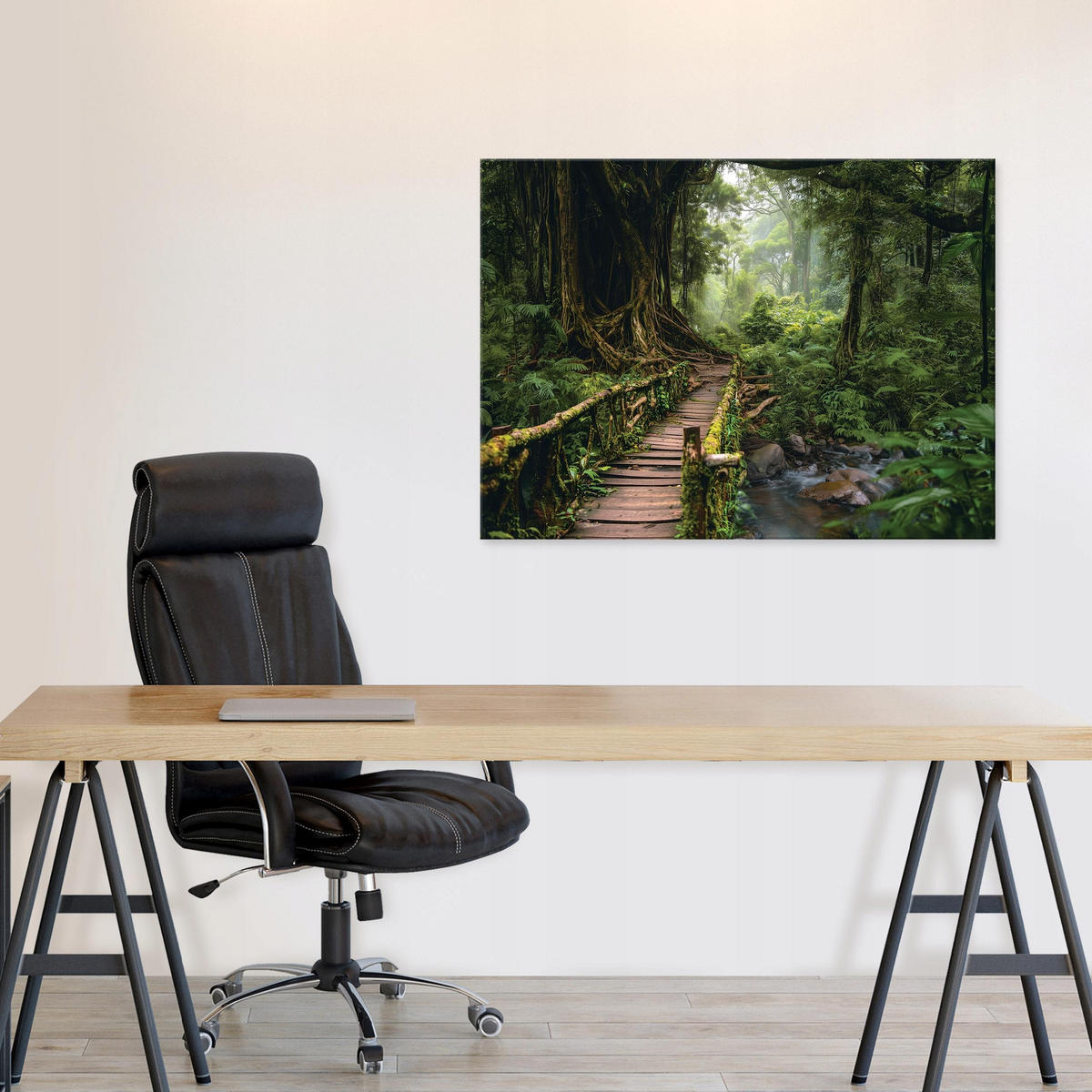 LEINWANDBILD Wald Bäume Grün 120x80 cm - Multicolor, Holzwerkstoff (120/80cm) - Wallarena