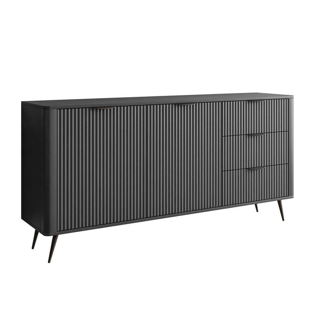 SIDEBOARD SCARLETT 163 2D3S MIT SCHUBLADEN SCHWARZ - Schwarz, Holzwerkstoff (163/81/38cm) - Lookway