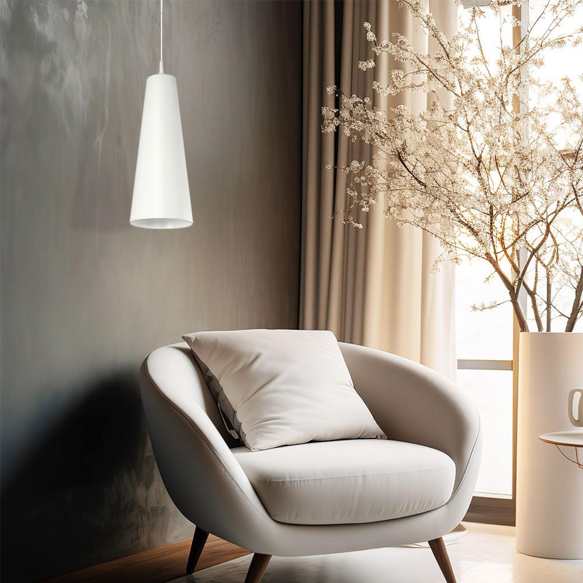 HÄNGELEUCHTE RAZZI Stoff Weiß - Weiß, Textil (20/20/120cm)