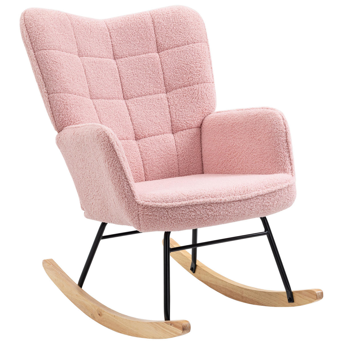 SCHAUKELSTUHL DE-07569 Retro-Design mit dicker Polsterung Rosa - Pink, Metall (98/101/71cm) - ComfortXL
