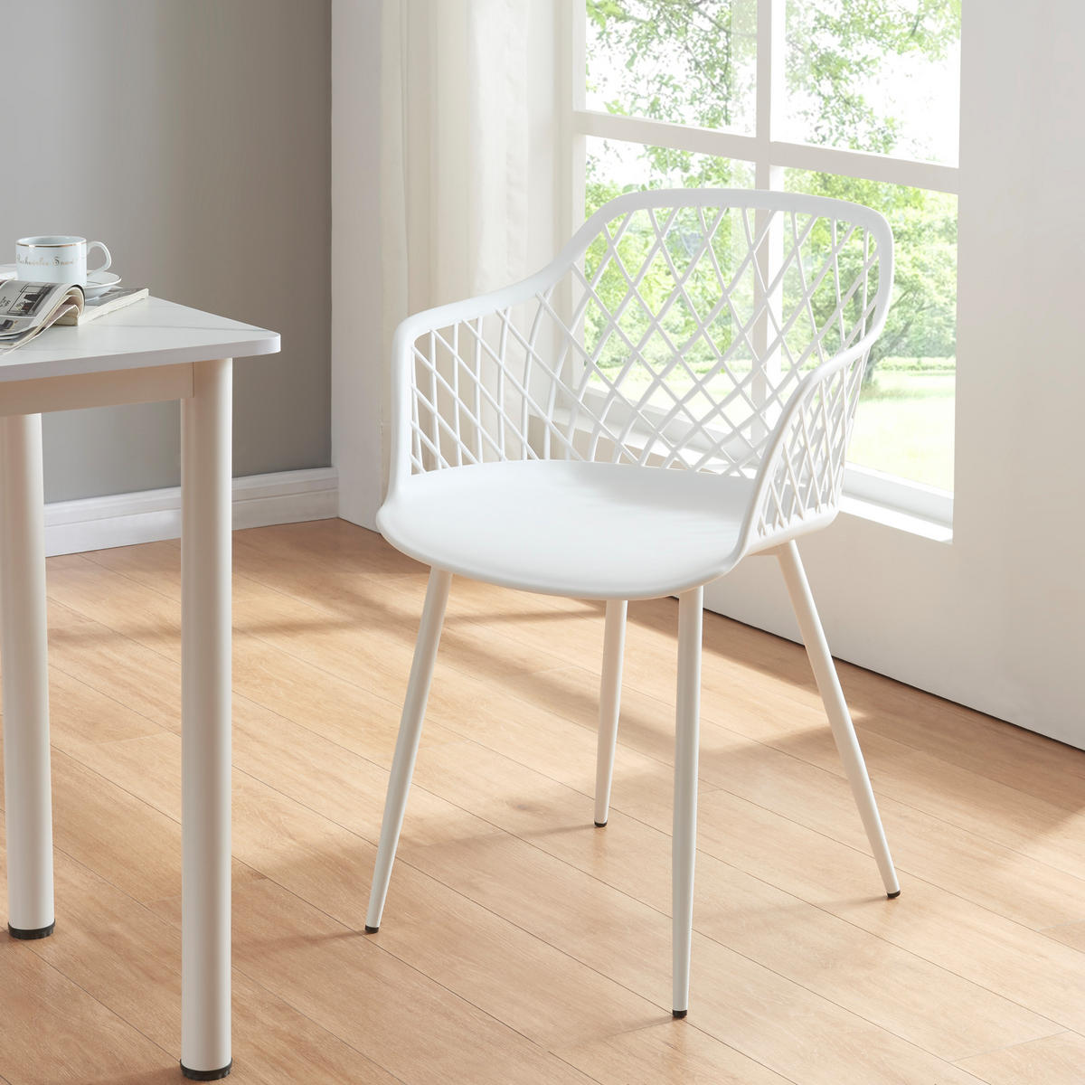 ESSZIMMERSTUHL-SET 2 TLG. Kangasniemi - Weiß, Kunststoff/Metall (56/82/52cm) - [en.casa]