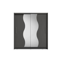 SCHWEBETÜRENSCHRANK RANOR 200/215/62,5cm 2-türig mit Spiegel Grau - Grau, Holzwerkstoff (200/215/62.5cm) - MASSENO