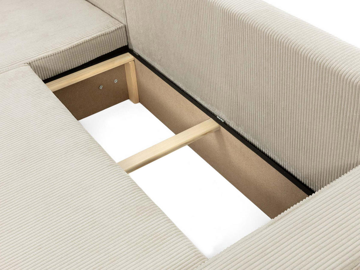 ECKSOFA Karl Cord - Schwarz/Naturfarben, Holz/Kunststoff (244/145cm) - MIRJAN24