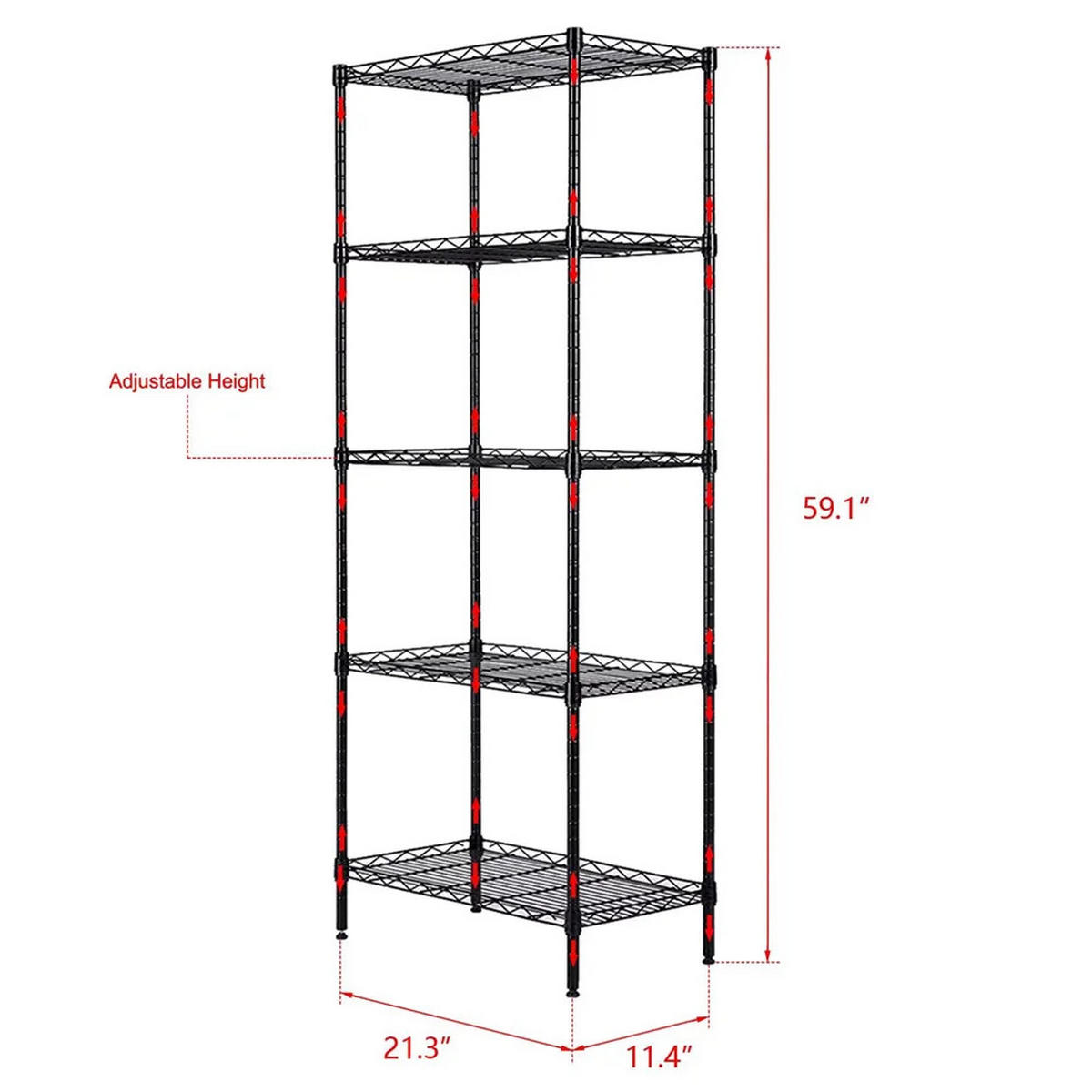 REGAL 55x150x30 cm Aufbewahrung Metall Regal - Schwarz, Metall (55/150/30cm) - Kaket