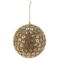 WEIHNACHTSKUGEL Cekin Champagne 8/8/8 cm Kunstoff - Champagner, Kunststoff (8/8/8cm) - Mondex