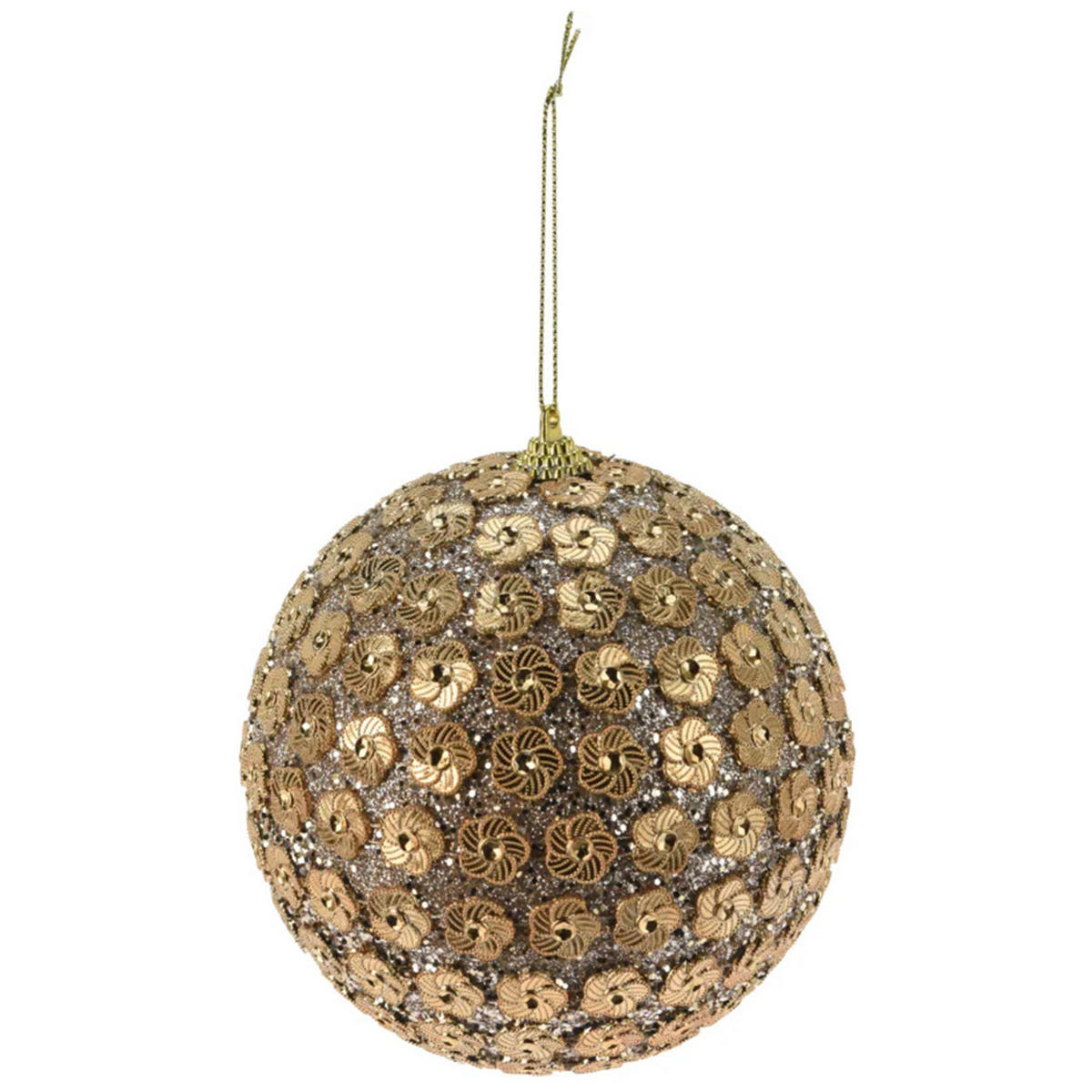 WEIHNACHTSKUGEL Cekin Champagne 8/8/8 cm Kunstoff - Champagner, Kunststoff (8/8/8cm) - Mondex