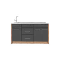 KUCHYNSKÝ BLOK Fame-Line, Antracit vysoký lesk, 150 cm, AP Marble - čierna s vysokým leskom, kompozitné drevo (150/82/60cm) - Vicco