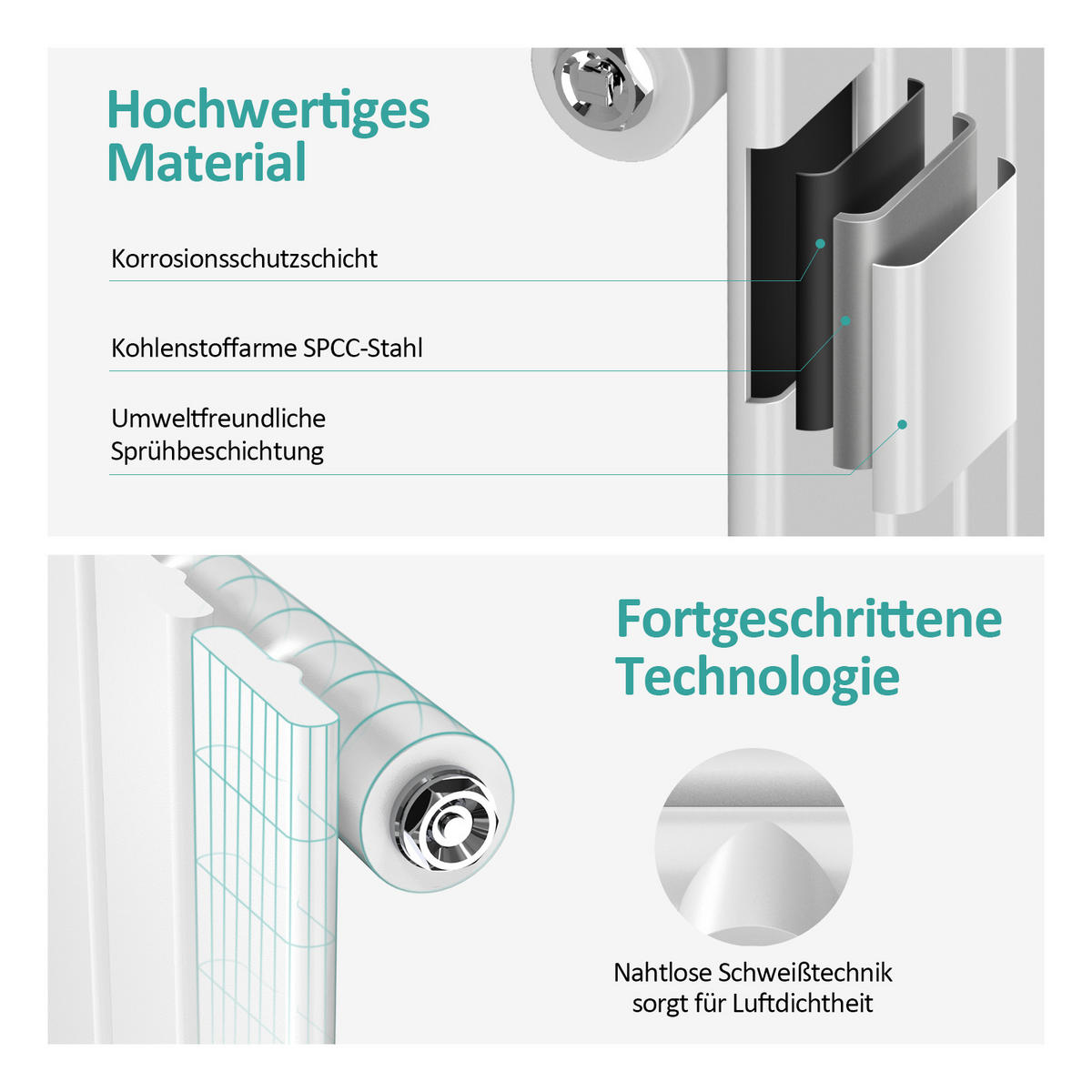 HEIZKÖRPER Flachheizkörper Weiß 60/30/3,9 cm - Weiß, Metall (30/60/3.9cm) - EMKE
