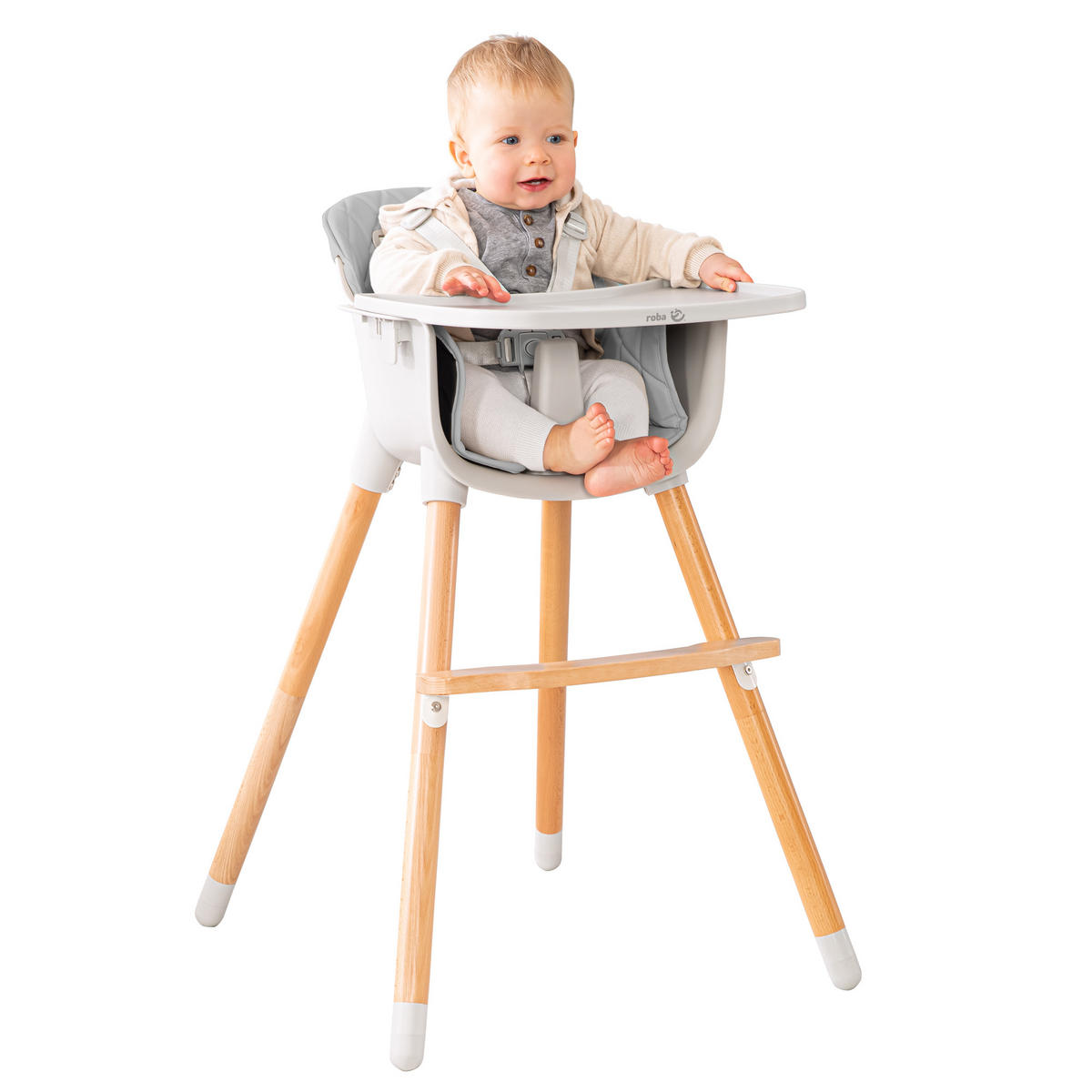 KINDERHOCHSTUHL Style Up Wood Grau - Grau, Holzwerkstoff/Textil (57/83.5/57cm) - Roba