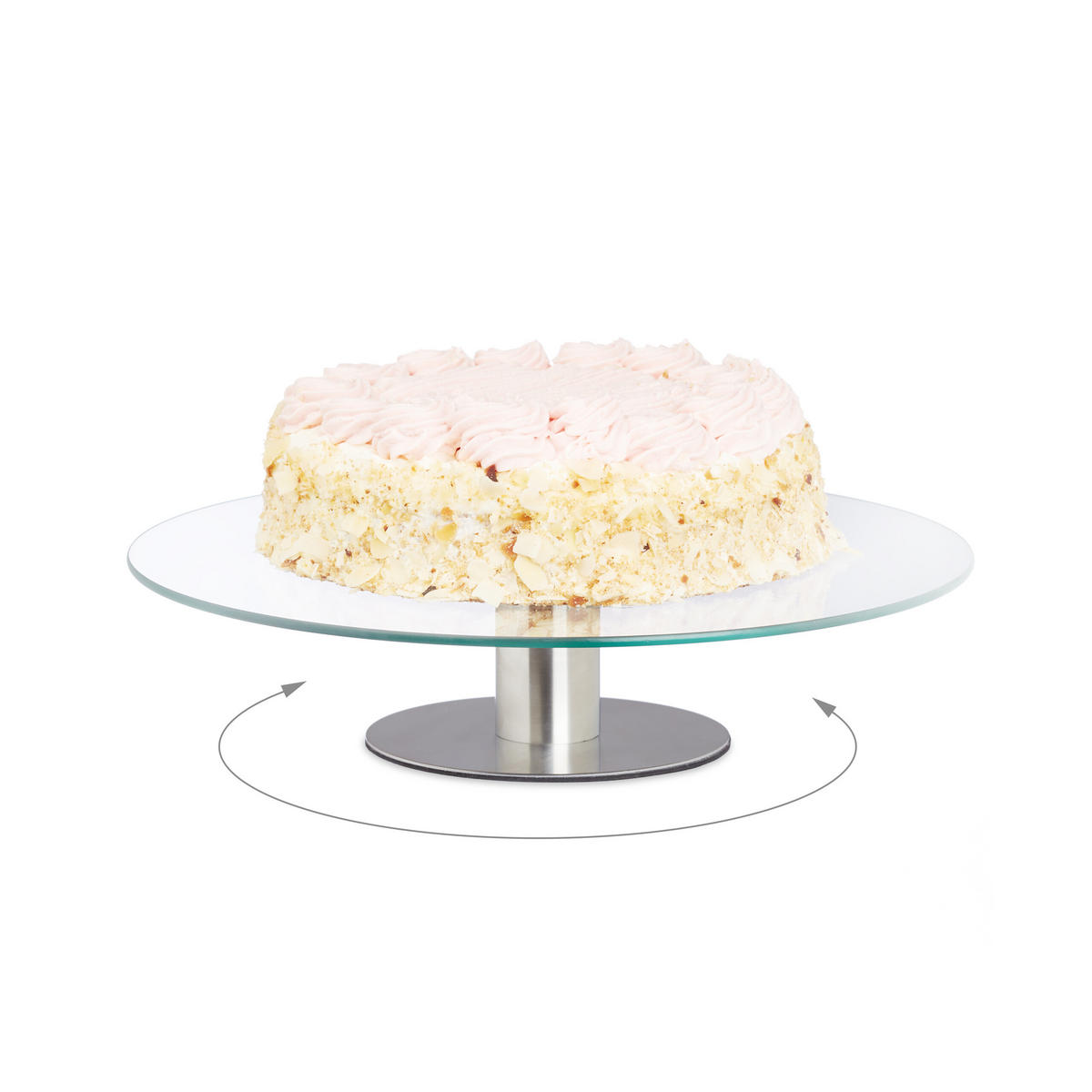 2XTORTENPLATTE - Transparent, Glas/Metall (30/7/30cm) - Relaxdays