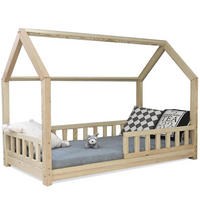 HAUBETT 90 x 200 cm mit Rausfallschutz, aus Massivholz Naturholz - Beige, Holz - Best for Kids