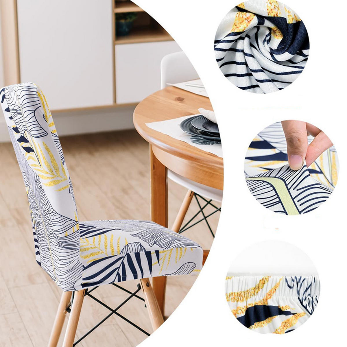 STUHLHUSSE Stretch Waschbar(4-tlg. Set) - Weiß, Textil (25/20cm) - Kaket