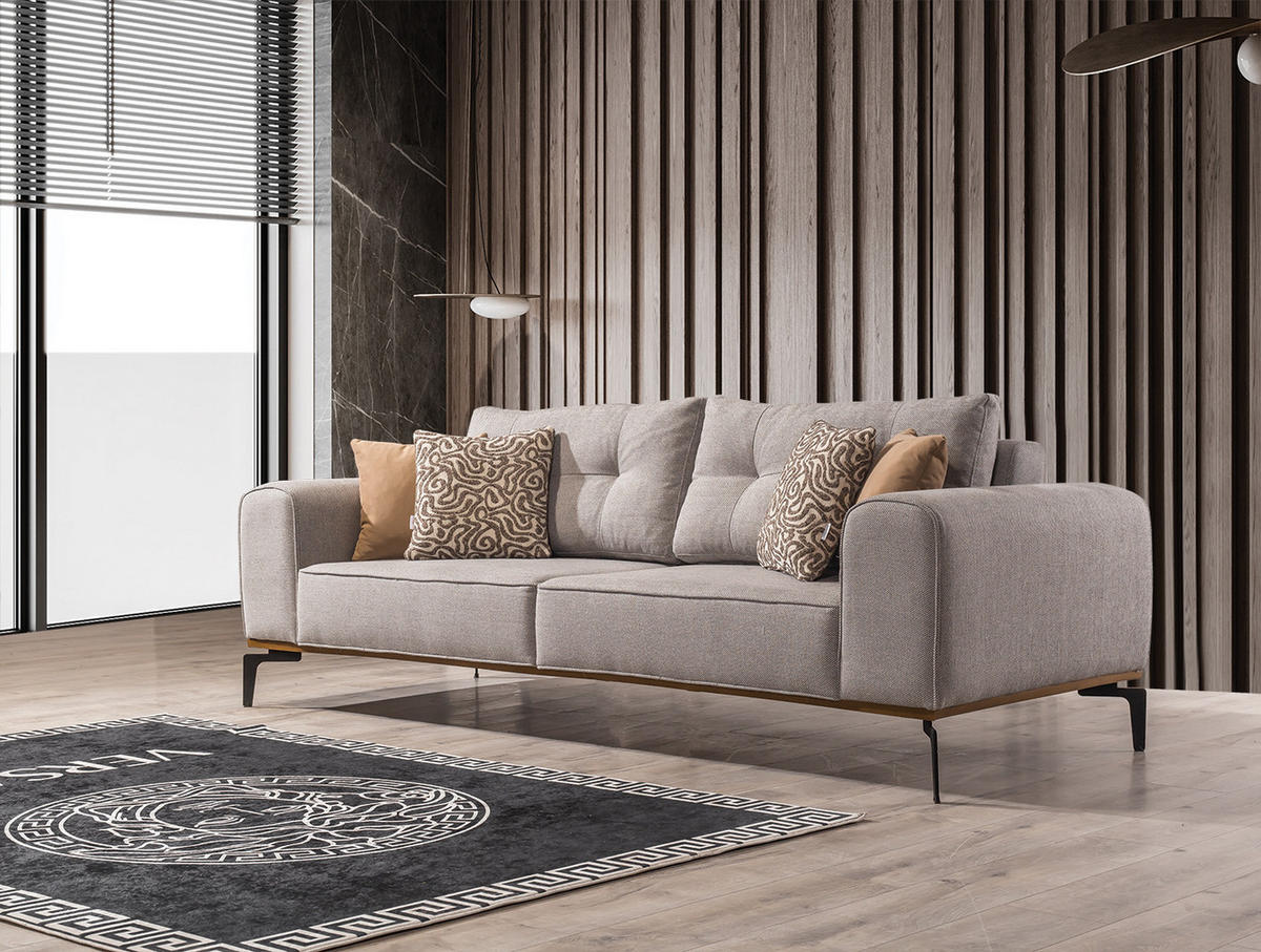 SITZGARNITUR Tubby Creme Stellvariante:3+1 - Grau, Holz (229/73/93cm) - Villa Möbel