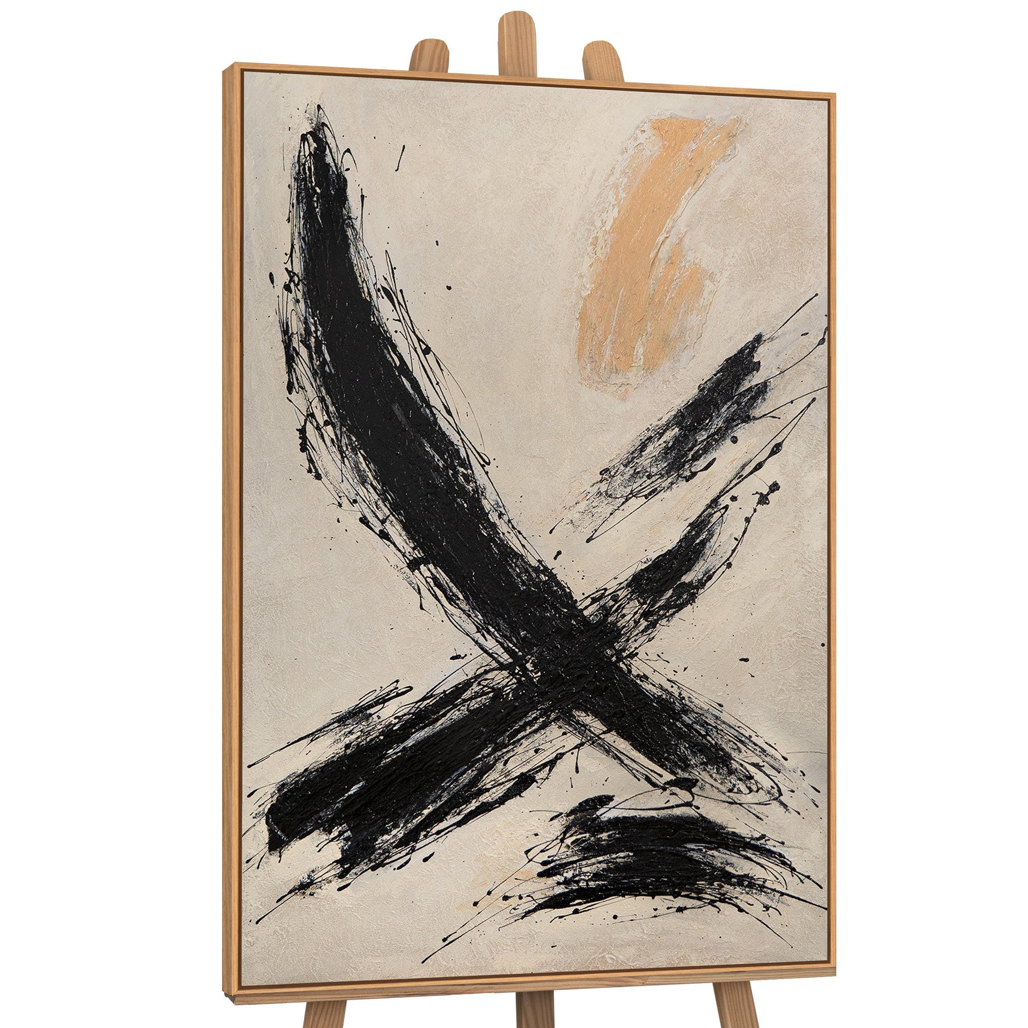 GEMÄLDE Kraft des Pinselstrichs Schattenfugenrahmen Eichefarben 120x80 cm - Eichefarben, Holz (120/80cm) - YS-art gallery