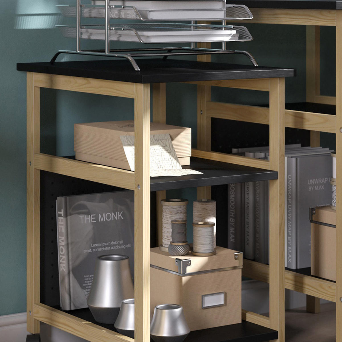 VOZÍK Elvia Černá - černá, kompozitní dřevo (51/36/61cm) - Vicco