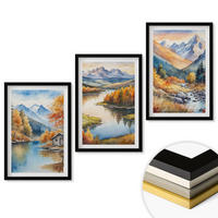 WANDBILDER 3er-Set - 40x60 cm Schwarzer Rahmen - Gebirgsflüsse, Herbstbäume - Schwarz, Kunststoff (40/60cm) - ArtPrintCave