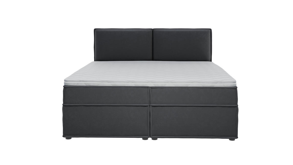 BOXBETT Eclipse 180/200 cm Graphit Luxusmicrofaser - Graphitfarben/Schwarz, Holz/Kunststoff (180/200cm) - S-Style Möbel