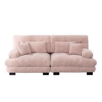 2-SITZER SOFA chenille rosa mit 4 kissen & modularem design - Pink, Textil (220/81/77cm) - Urban Meuble