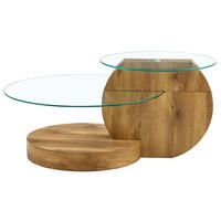 COUCHTISCH 70/70/50 cm mit mehrstufigen Ablageflächen und gehärteter Glasplatte, Transparent/Holz - Klar, Holzwerkstoff (69.8/69.8/49.8cm) - Redom