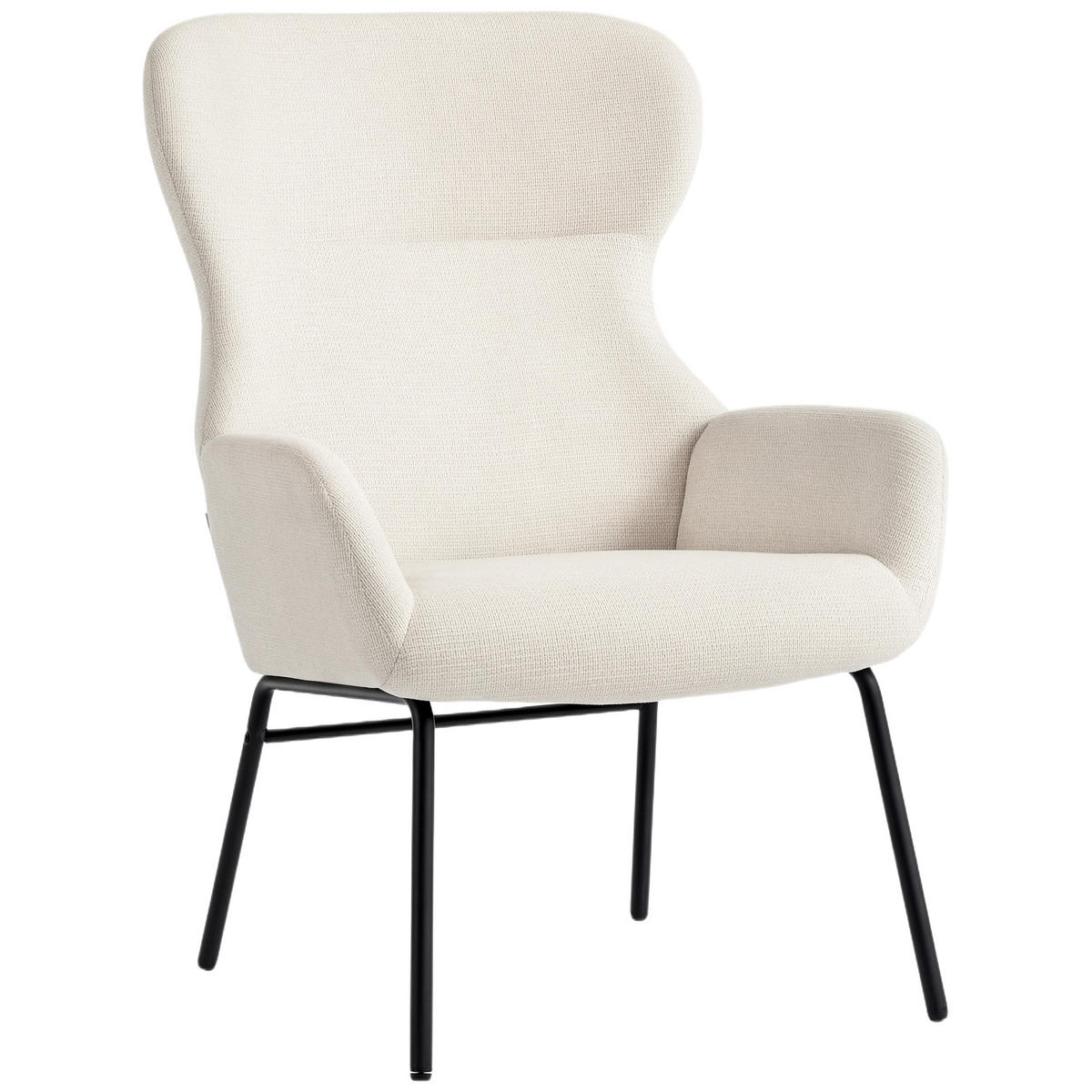 POLSTERSTUHL DE-06839 Ohrenbacken-Stil mit hoher Rückenlehne Cremeweiß - Creme, Textil/Metall (70/103.5/74.5cm) - ComfortXL