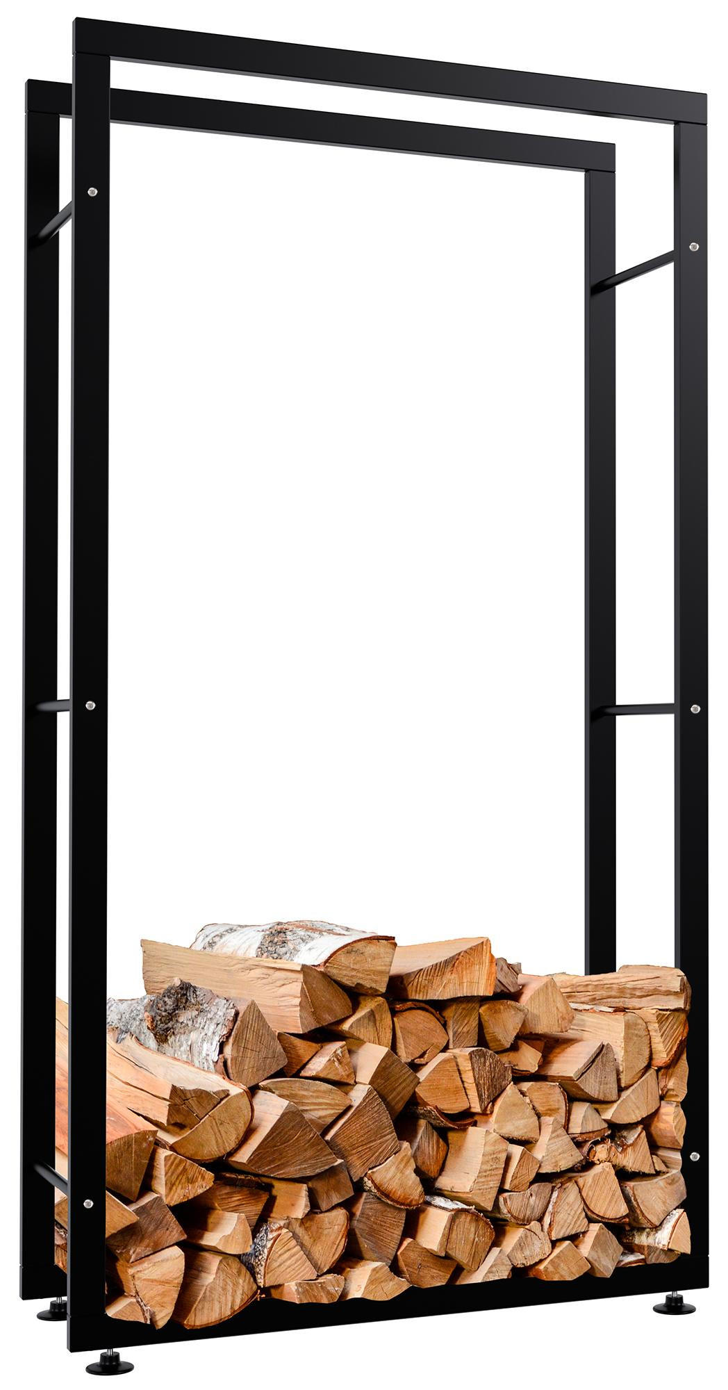 KAMINHOLZREGAL 80/25/150 cm Metall Schwarz - Schwarz, Metall (80/150/25cm) - CLP