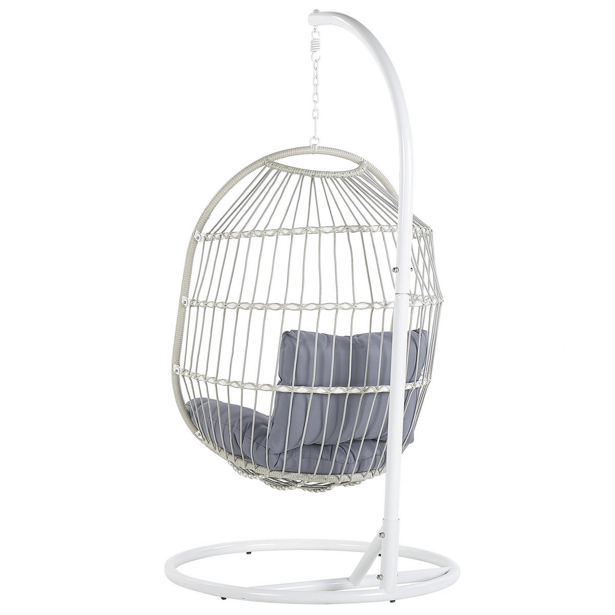 HÄNGESESSEL mit Gestell PE Rattan/Flechtseil weiß 102 cm Alba - Weiß, Kunststoff (102/200/102cm) - Beliani