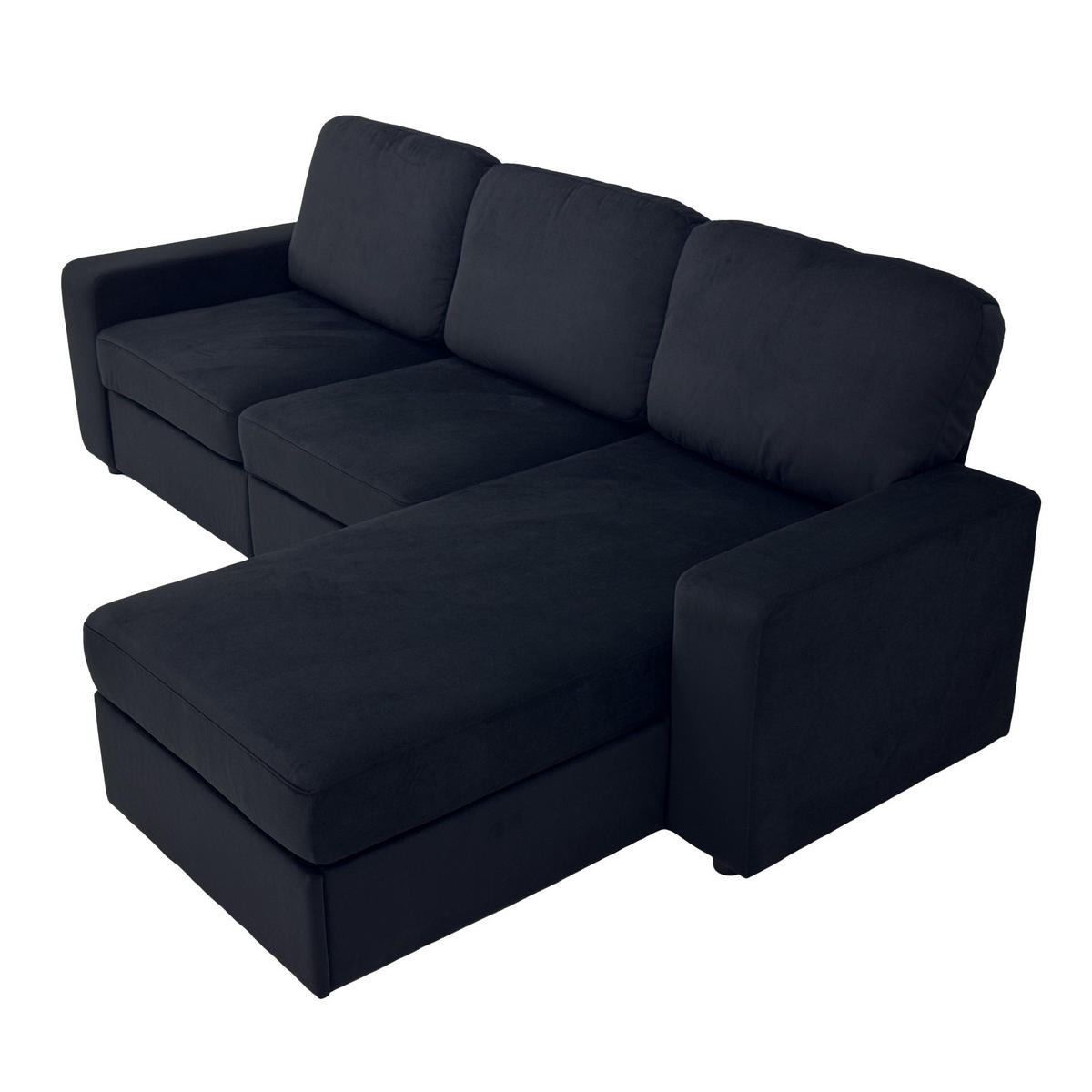 ECKSOFA 245.5/150.5/86.5 cm Schwarz mit Stauraum und Ottomane - Schwarz, Textil (245.5/150.5cm) - Oxeza