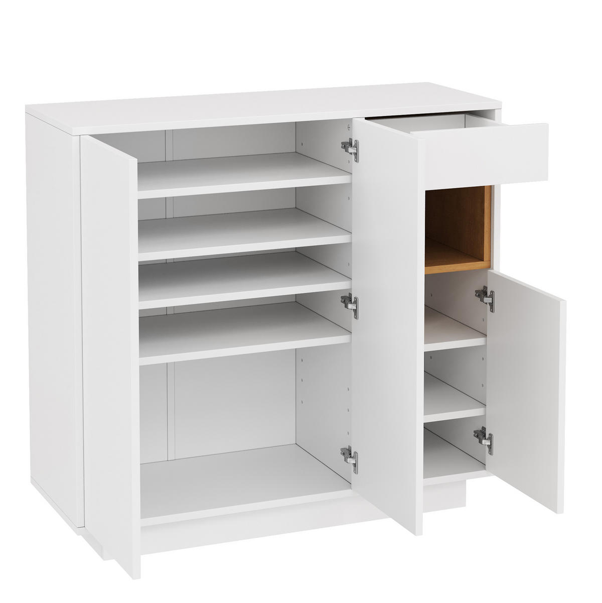 SCHUHSCHRANK 105/100,5/39,5 cm Weiß/Natur aus Spanplatte mit LED-Beleuchtung - Naturfarben, Holzwerkstoff (105/100/39cm) - OKMYHOME