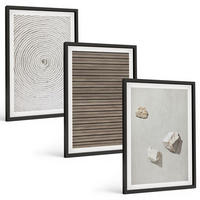 BILDER SET 3er Set - 40x60 cm Schwarzer Rahmen - Natürliche Texturen Holz Stein - Schwarz, Kunststoff (40/60cm) - TULUP