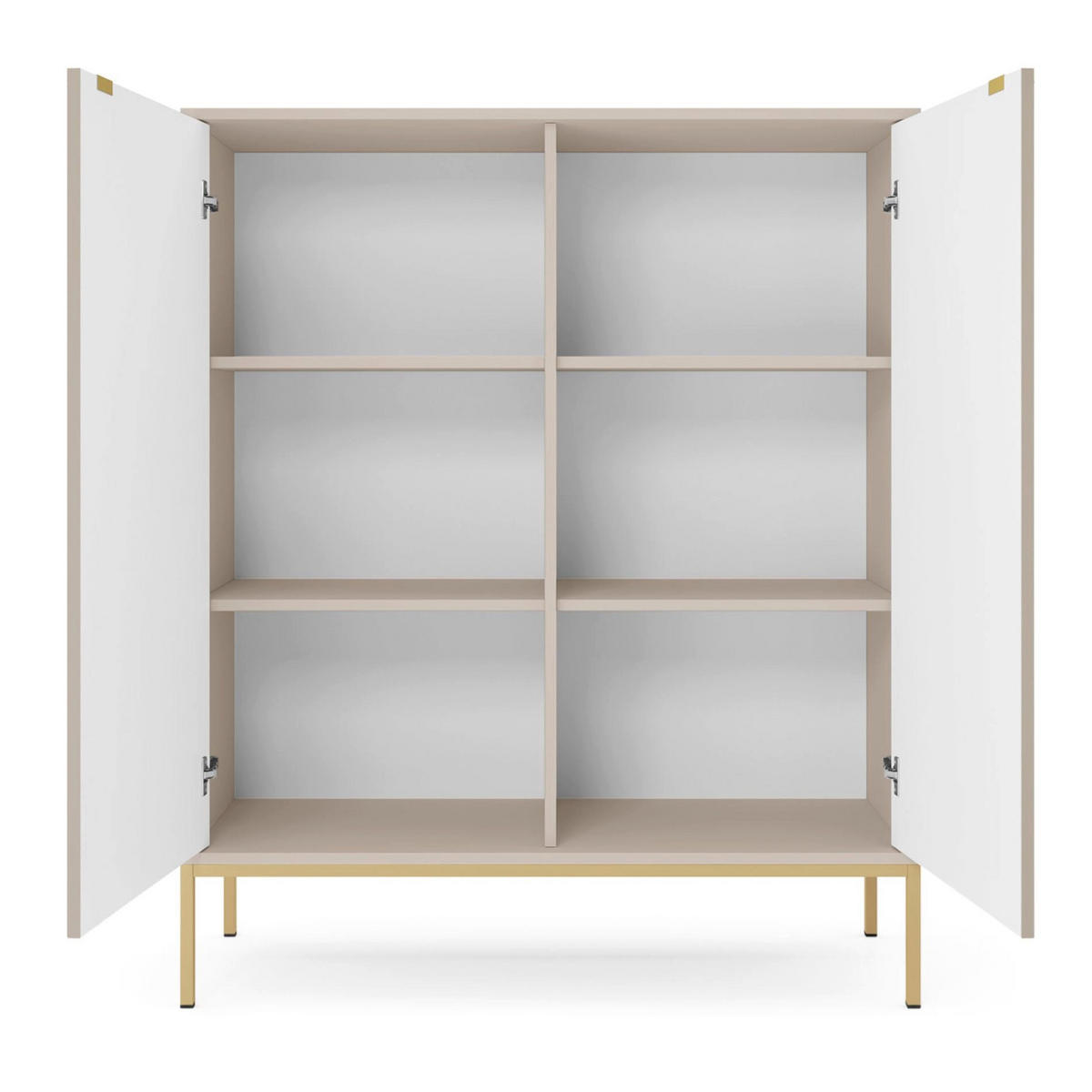 VELLORE Highboard - zlatá/écru, kov/kompozitné drevo (104/125/39cm) - Selsey