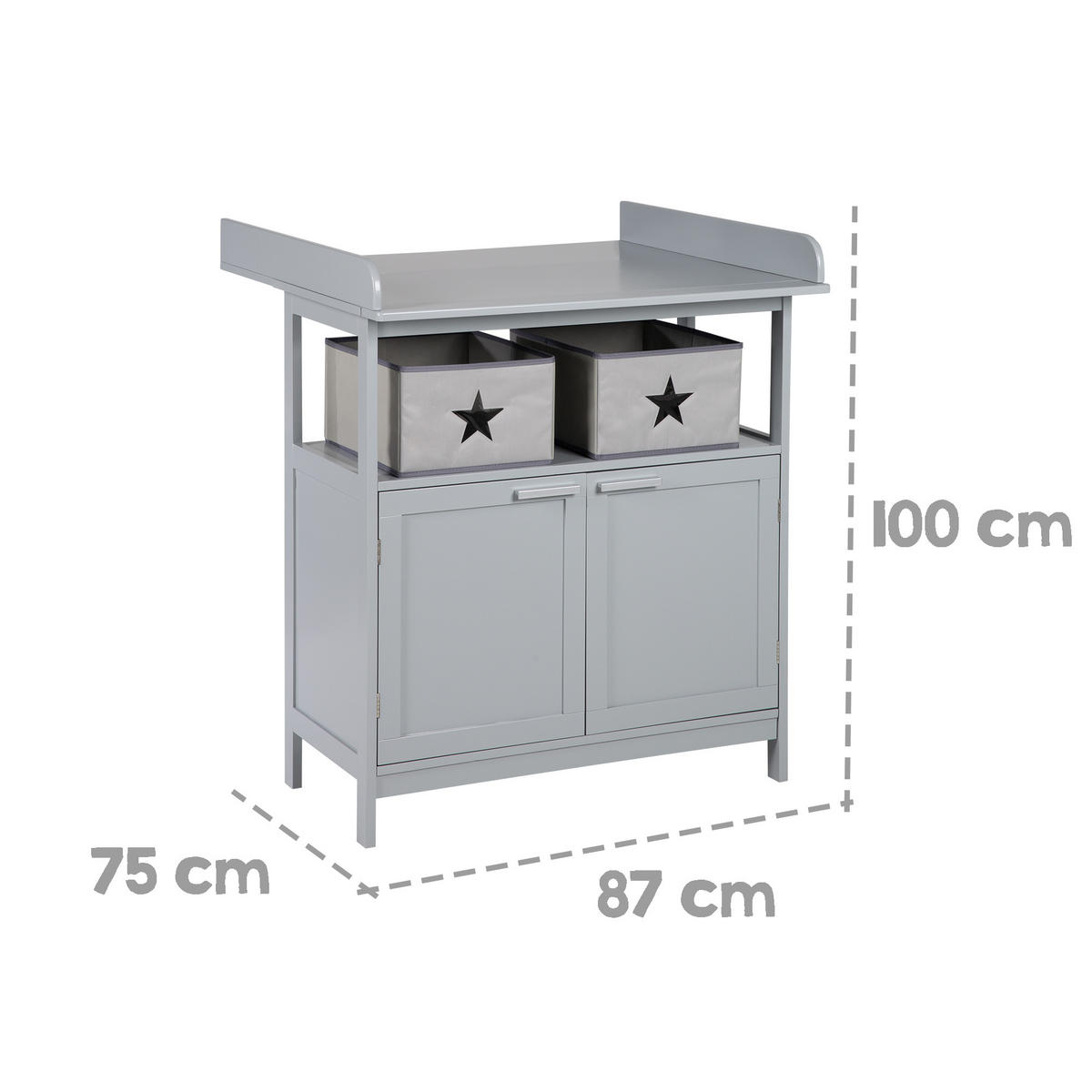 BABYZIMMER-SET Hamburg mit Türen, 2-teilig - Taupe, Holzwerkstoff (66/76/123cm) - Roba