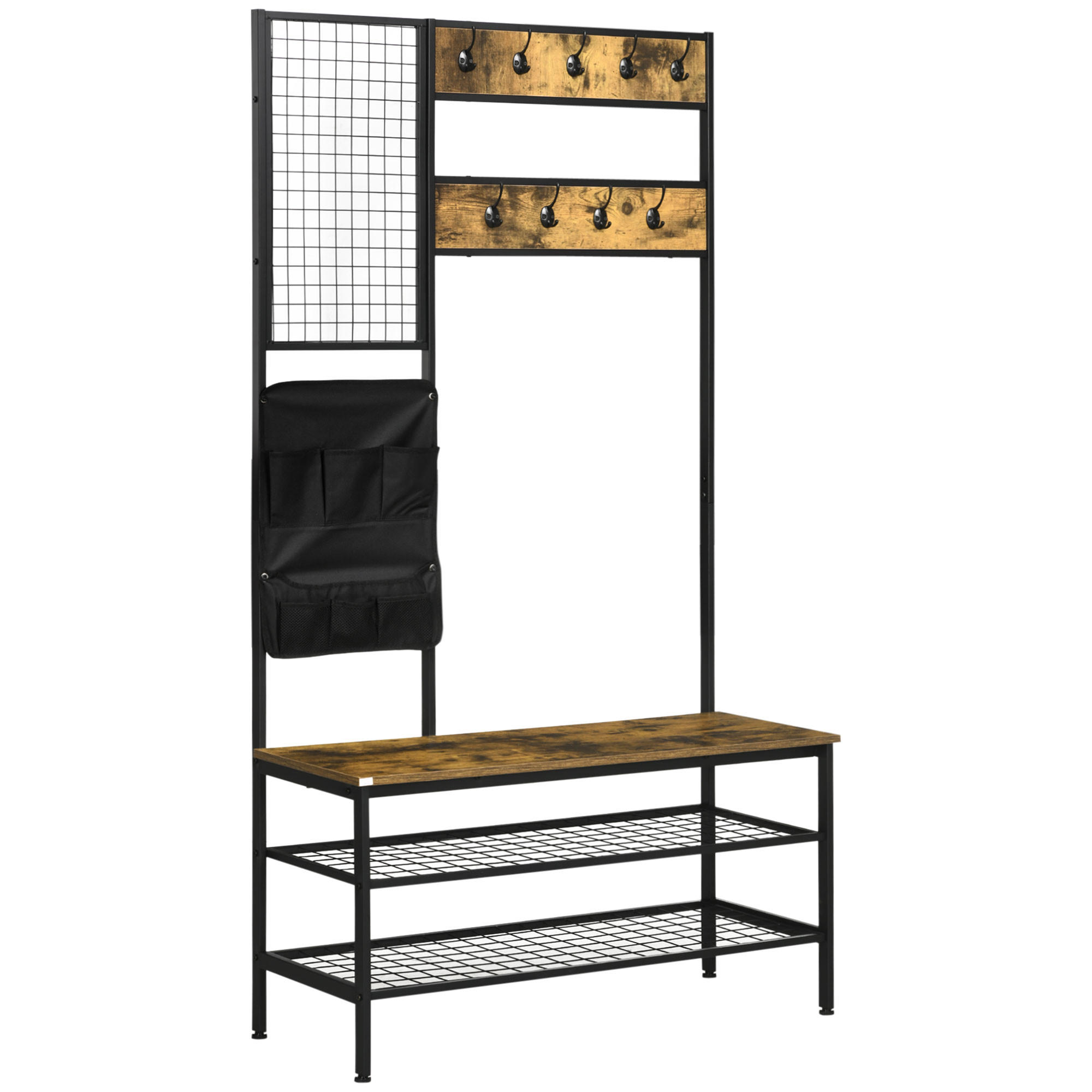 GARDEROBENSTÄNDER - Braun, Holzwerkstoff/Metall (40/185/100cm) - HOMCOM